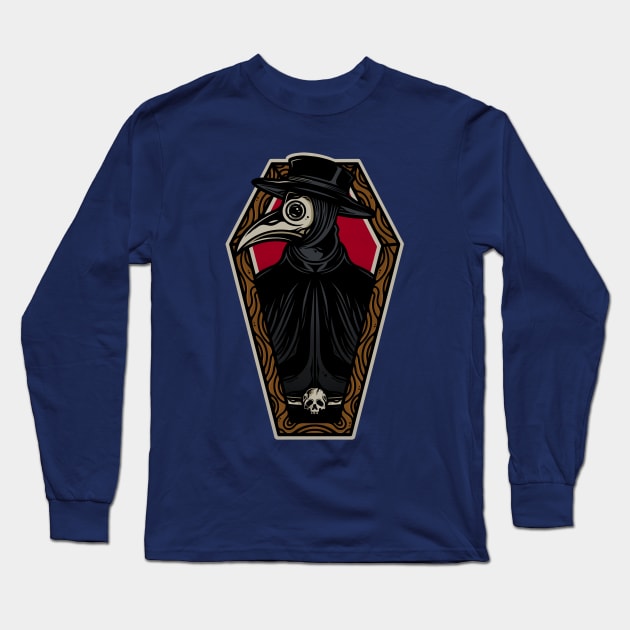 Plague Doctor Coffin Tattoo Design Long Sleeve T-Shirt by Alundrart